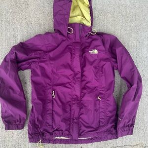 The North Face Women Dry Vent Full Zip Hoodie Purple Jacket Yellow Lining